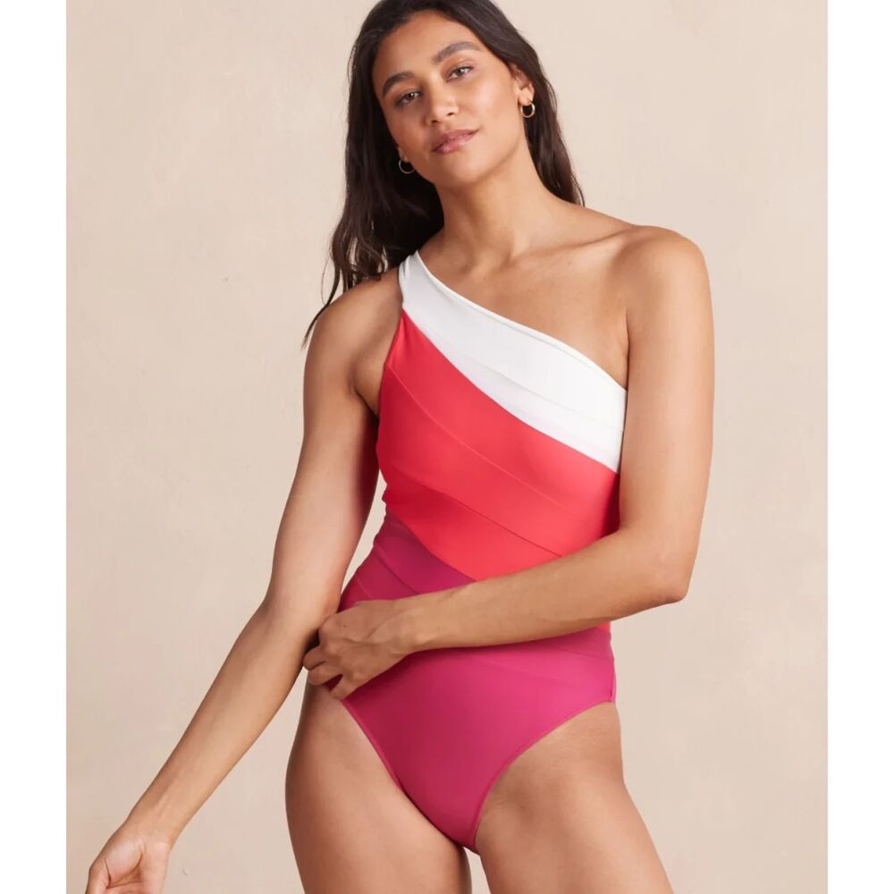 Summersalt One-Shoulder Red and Pink One Piece